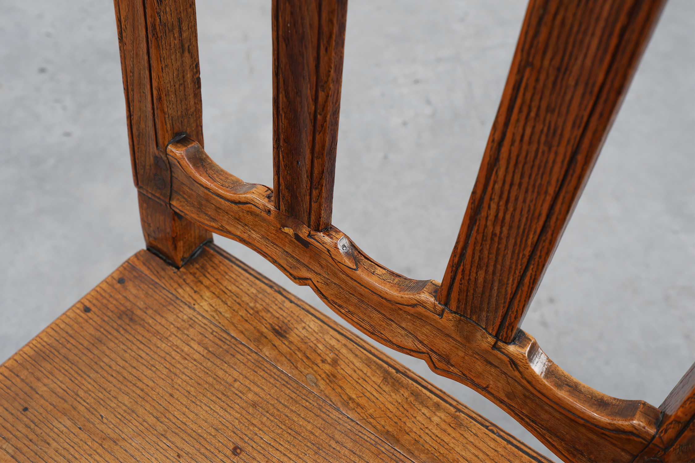 Antique carved oak side chair, France 18th century thumbnail